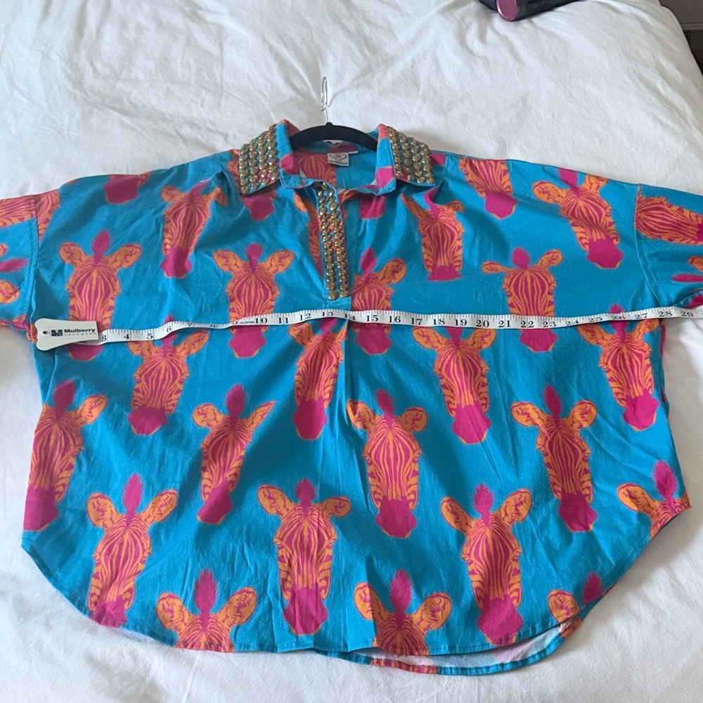 Sheridan French Oversized Vibrant Zebra Print Blouse - Picture 8 of 12